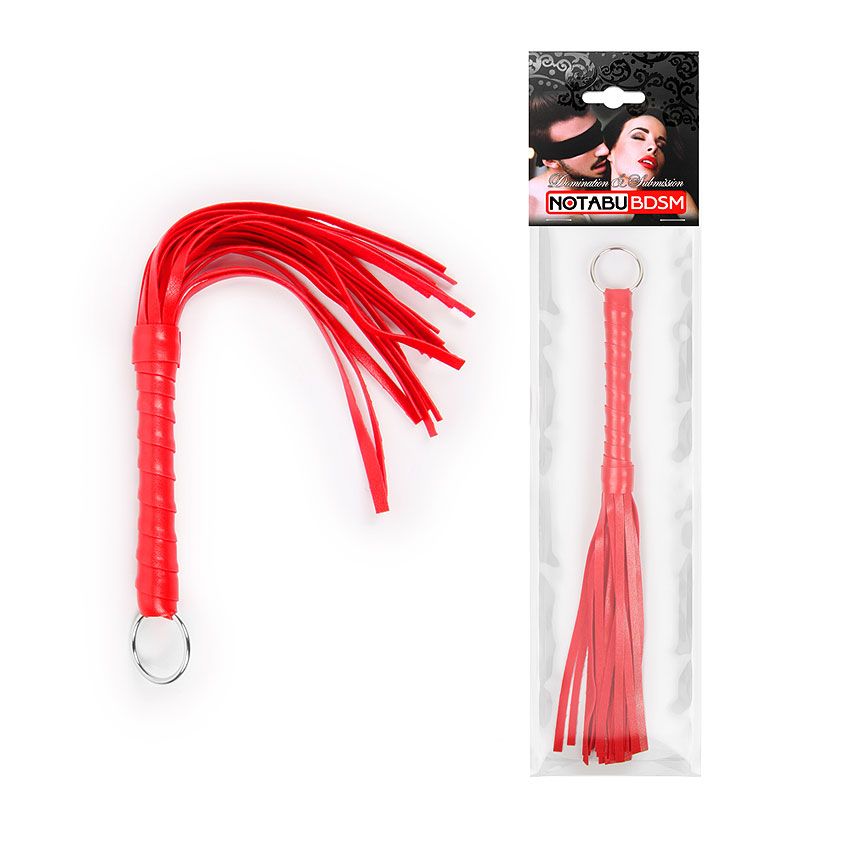 Небольшая плеточка, PVC, красная, длина ручки 12 см, длина хвоста 16 см   