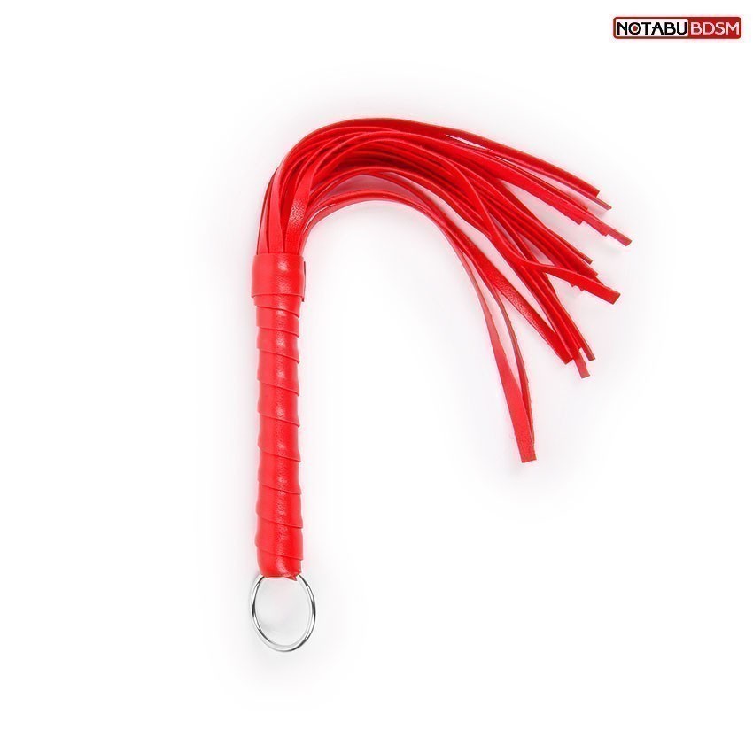 Небольшая плеточка, PVC, красная, длина ручки 12 см, длина хвоста 16 см   