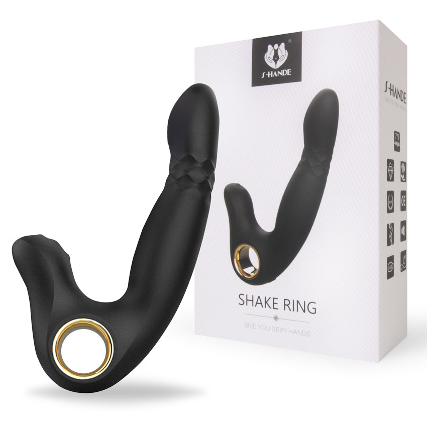 Вибромассажер двусторонний CHAKE RING 9 режимов вибрации, 7 режимов сгибания головки, cиликон, черный, 12х2,6 см
