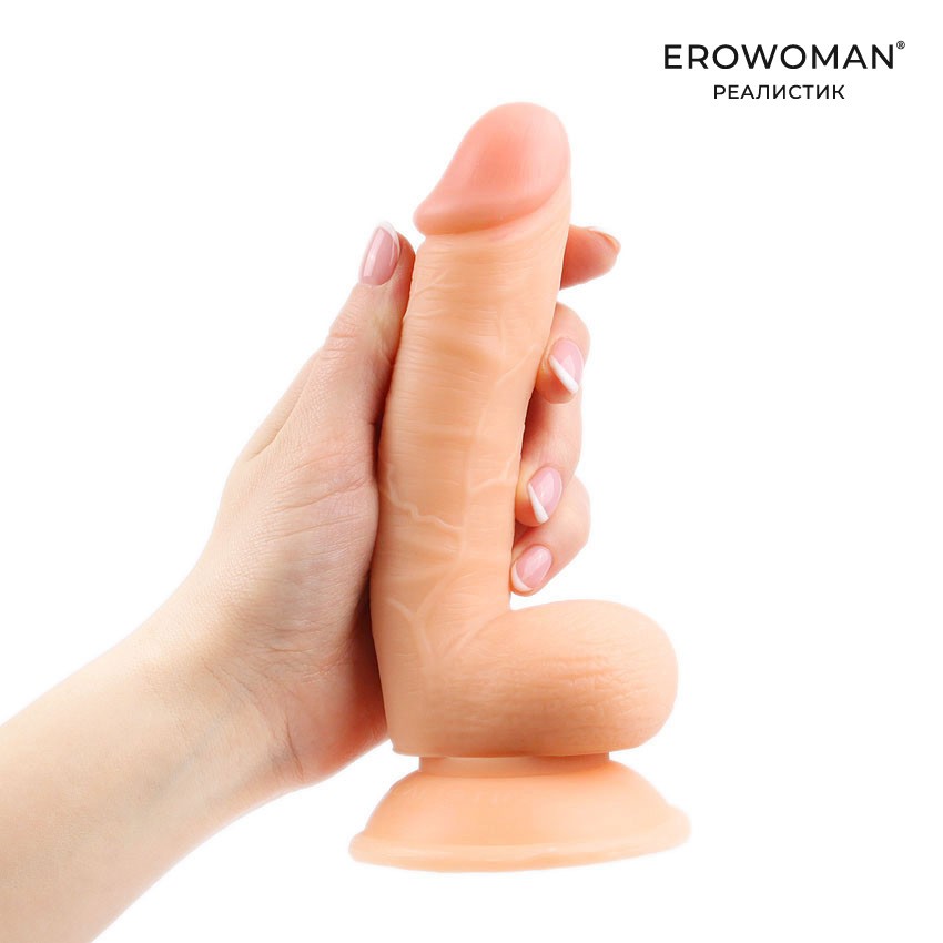 Реалистичный фаллоимитатор, на присоске, PVC, телесный, 18(12)х3,5 см