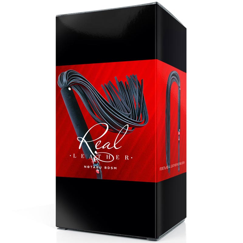 Плеть NOTABY-REAL LEAHTER из натуральной кожи, черная, общая длина 84 см; длина хвостов 46,5 см