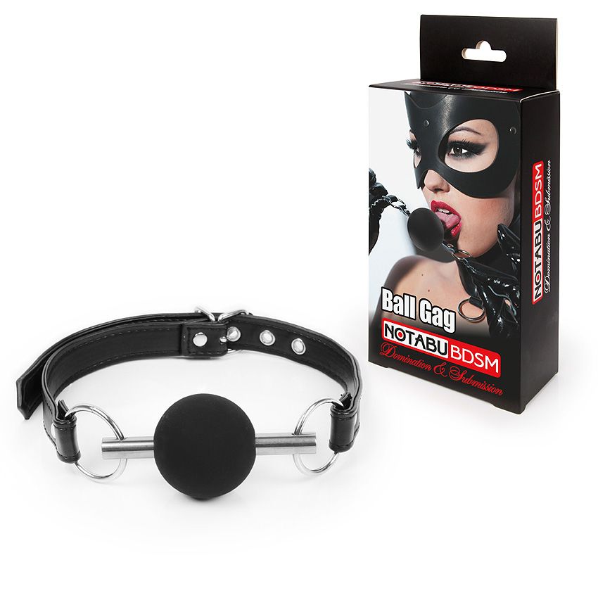 Кляп -шарик силиконовый, регулировка размера, черный,  4,5 см 