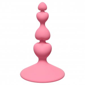 Анальная пробка Елочка-сердечки SWEETHEART PLUG PINK, силикон, розовая, 10х2,3 см