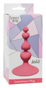 Анальная пробка Елочка-сердечки SWEETHEART PLUG PINK, силикон, розовая, 10х2,3 см