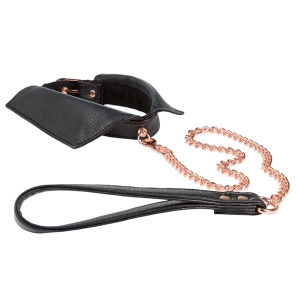  Дизайнерский ошейник-воротничок Entice Chelsea Collar with Leash с  цепочкой,    черный с золотым