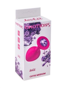 УЦЕНКА 50% Анальная втулка средняя EMOTIONS силиконовая, розовая с фиолетовым кристаллом, 8,5х3,3см  (НЕБОЛЬШОЙ ДЕФЕКТ ПОВЕРХНОСТИ)