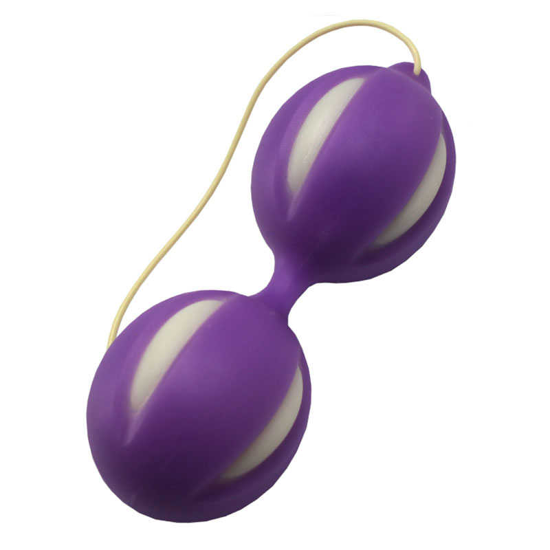 Классические вагинальные шарики SMART LVE на силиконовой сцепке, силикон, сиреневые, 3,5 см