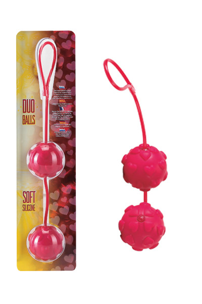  Вагинальные шарики DREAM TOYS с сердечками, красные,, Ø3,5 см