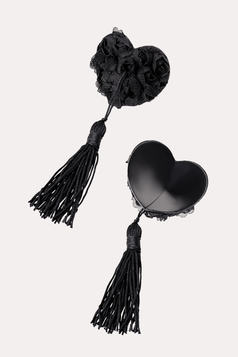 Пэстисы EROLANTA LINGERIE COLLECTION в форме сердец, с розами и кисточками,черные