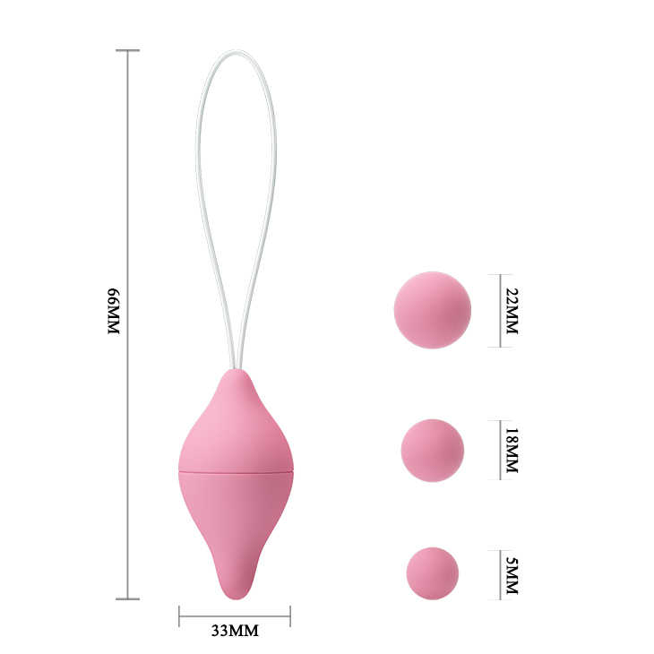 Вагинальный тренажер SEXUAL EXERCISE с тремя сменными шариками, 3 шарика разного веса, розовые