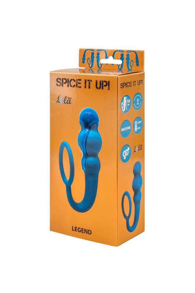 АКЦИЯ 25%! Анальный стимулятор SPICE IT UP LEGEND AQUAMARINE с эрекционным кольцом, цвет -аквамарин, 20(10)х3 см