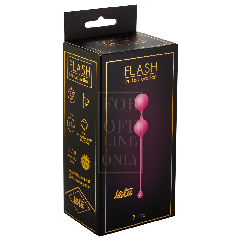 Вагинальные шарики FLASH BLISS с с внутренним утяжелителем, силикон, розовые, 2,6 см
