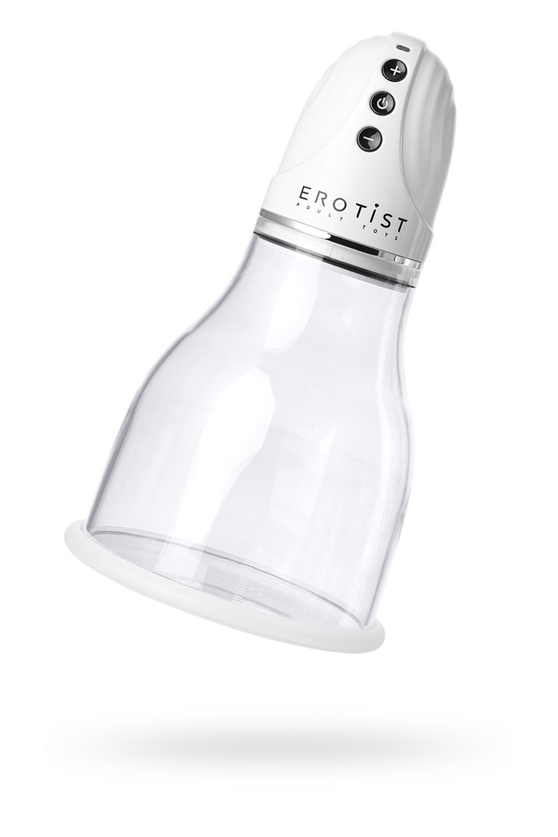  СУПЕР вибро-помпа EROTIST Vacuum Breast Pump для груди вакуумная, перезаряжаемая, 3 режима, акрил+силикон, прозрачная, 12 см
