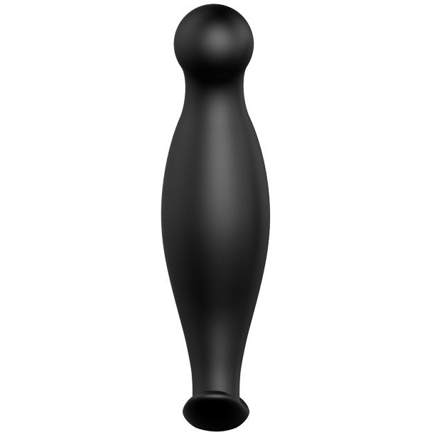  Втулка анальная для ношения, массажа простаты, силикон, черная, 11,7х3 см (в пакете)