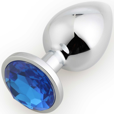  АКЦИЯ 20%! Крупная анальная пробка RUNYU ROSEBUD BUTT LARGE серебряная с синим кристаллом, 9,5х4 см 