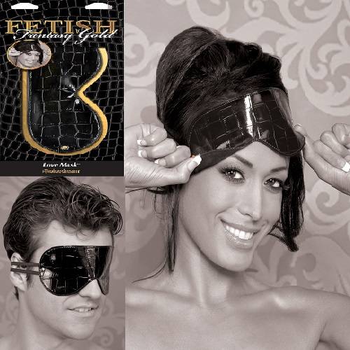 АКЦИЯ 25% Маска FETISH FANTASY Gold Love Mask искусственная крокодиловая кожа, металл, черная с золотом