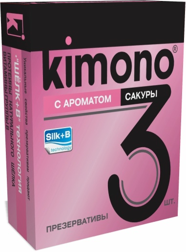 Презервативы KIMONO с ароматом сакуры, 3 шт.
