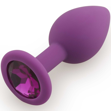 АКЦИЯ 20%! Анальная малая пробка RUNYU SILICONE Butt Plug SMALL, фиолетовая с фиолетовым стразом,7х2,8 см