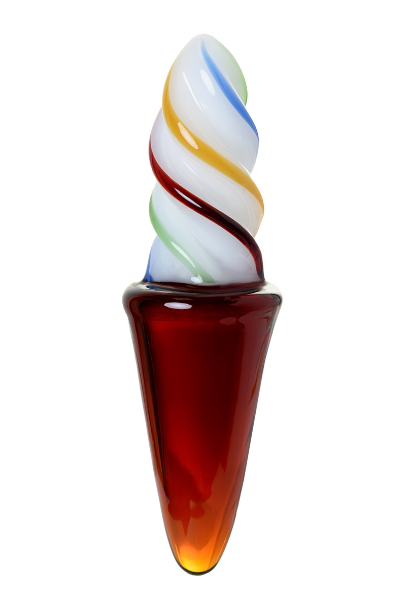 Анальная втулка стеклянная двусторонняя  SEXUS GLASS, янтарно-разноцветная, 16Х(2,7-4,5) см