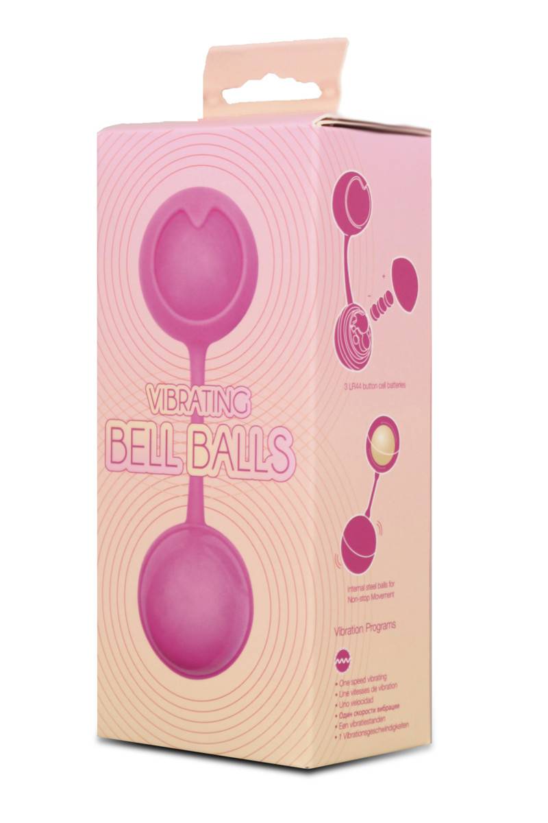 АКЦИЯ! Розовые вагинальные шарики BELL BALLS от SEVEN CREATIONS с вибрацией, силикон+АВС-пластик,  3,5 см