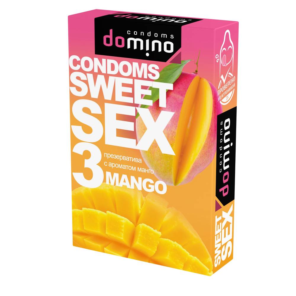 УЦЕНКА  Презервативы оральныеD OMINO  SWEET SEX MANGO МАНГО, 3 шт.