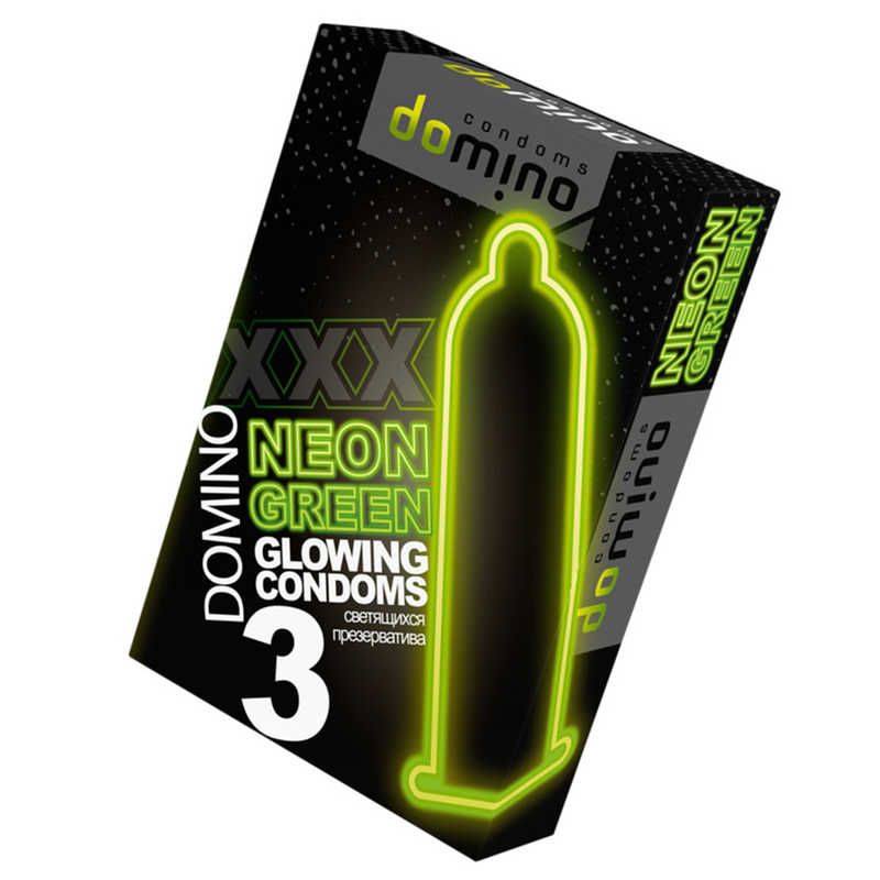Презервативы Luxe DOMINO NEON GREEN  светящиеся, 3 шт.
