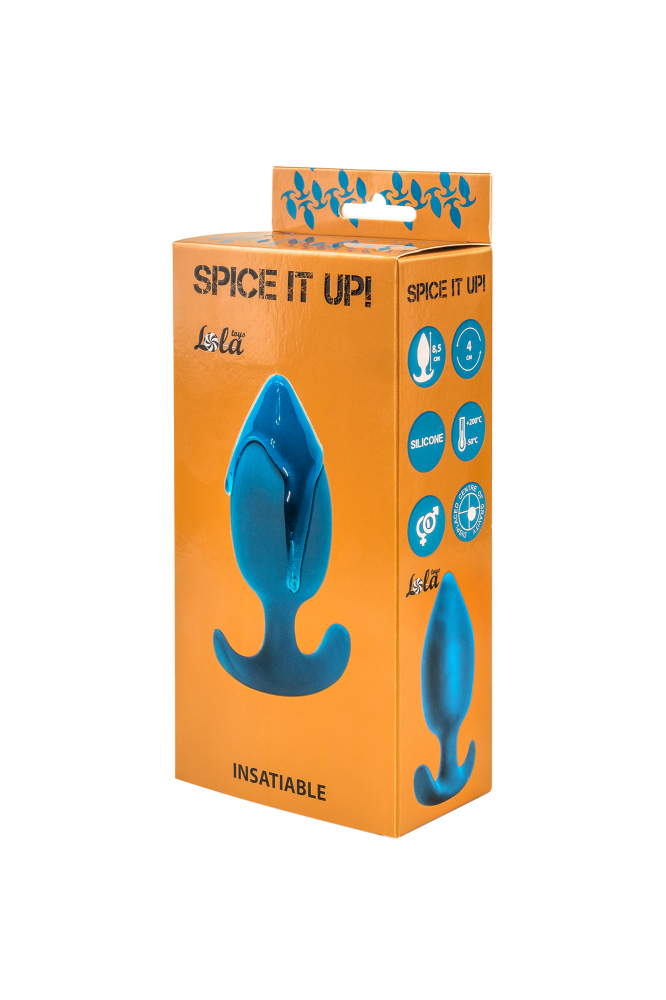   Анальный стимулятор с шариком SPICE IT UP INSATIABLE AQUAMARINE, силикон, цвет - аквамарин, 10,5(8,5)х4 см 