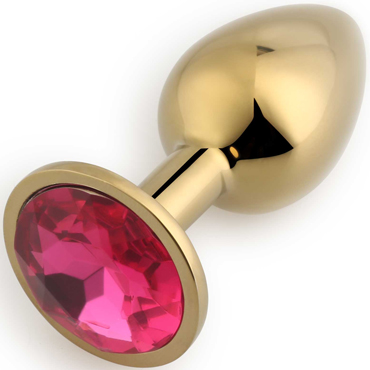  АКЦИЯ 20% Золотая анальная пробка RUNYU Rosebud  Butt Plug Small с розовым кристаллом, 7,2х2,8 см  
