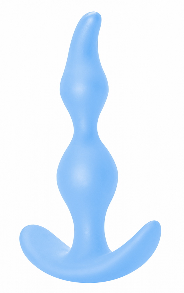 Пробка-якорь волнистая BENT ANAL PLUG BLUE силикон, голубая, 13(11,5)х3 см