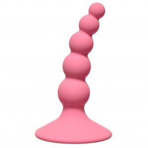 Анальная пробка RIBBED PLUG PINK силикон, розовая, 10,5(8)х2,4 см