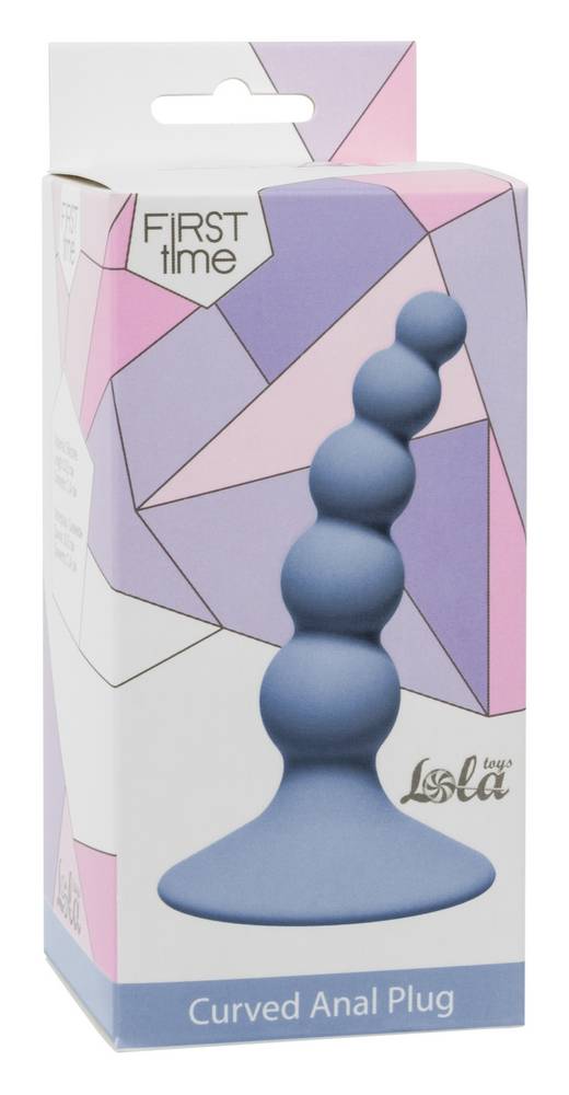 Анальная пробка RIBBED PLUG BLUE силикон, голубая, 10,5х2,4 см