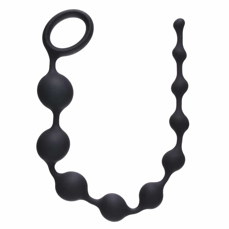 Анальная цепочка LONG PLEASURE CHAIN BLACK, силикон, черная, 35(31)х(05-2,6) см Анальная цепочка LONG PLEASURE CHAIN BLACK, силикон, черная, 35(31)х(05-2,6) см