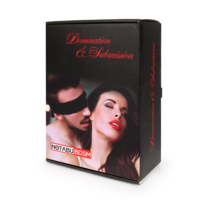 Комплект 8 позиций - наручники, оковы, маска, кляп, плеть, ошейник с поводком, верёвка, зажимы для сосков, черный