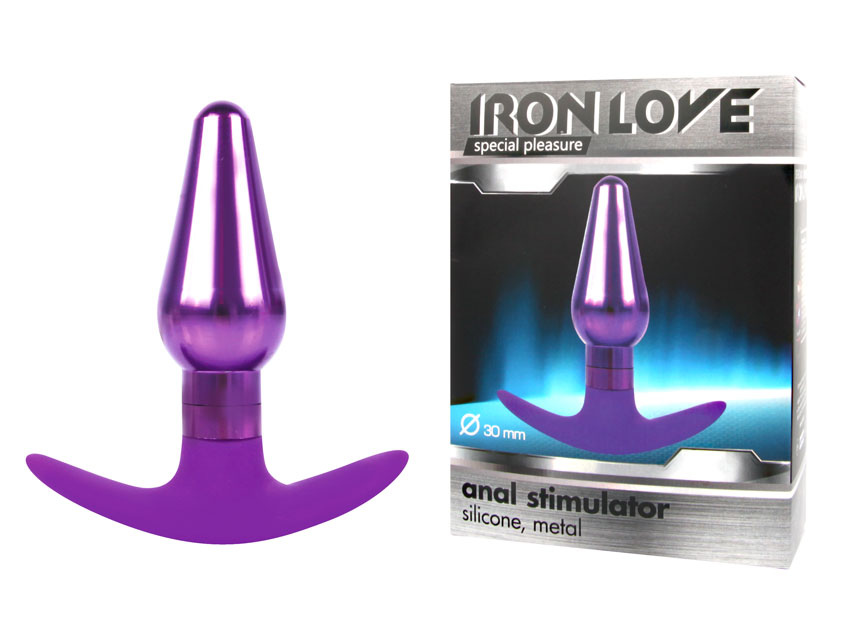 АКЦИЯ 25%! Гладкая втулка IRON LOVE металлическая фиолетовая с силиконовым основанием, цвет основания фиолетовый, L 9,6х3 см
