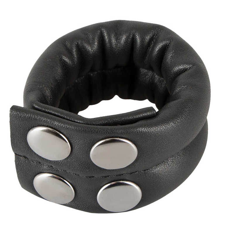 Кольцо на пенис ZADO COCK RING с утяжелителем,  застежками, натуральная кожа, черное   