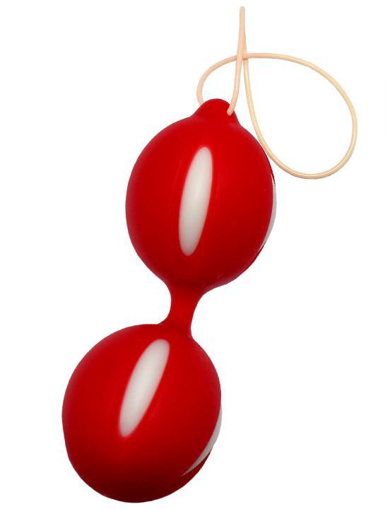 Классические вагинальные шарики на силиконовой сцепке, силикон, красные, 3,5 см