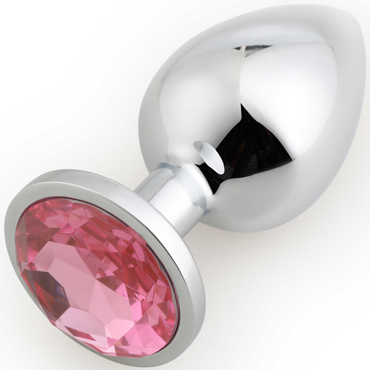 АКЦИЯ 20%! Крупная анальная пробка RUNYU ROSEBUD BUTT LARGE серебряная с розовым кристаллом, 9,5х4 см