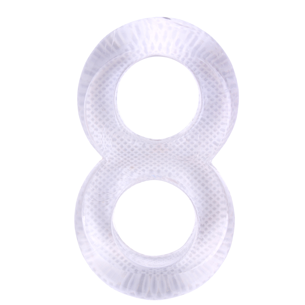 Двойное силиконовое эрекционное кольцо DUO COCK 8 BALL RING-CLEAR, прозрачное, 5х2,5 см