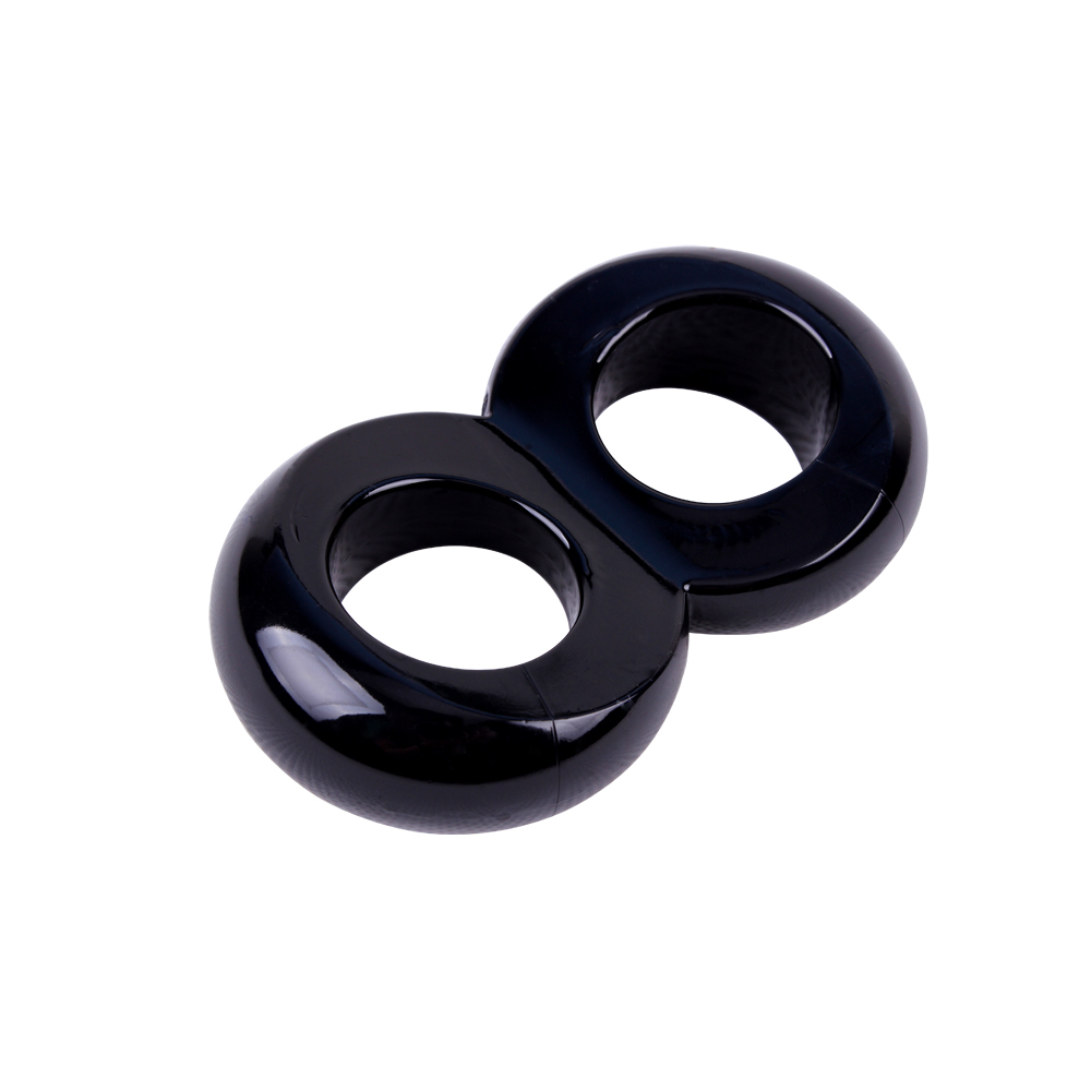 Двойное силиконовое эрекционное кольцо DUO COCK 8 BALL RING BLACK, черное, 5х2,5 см
