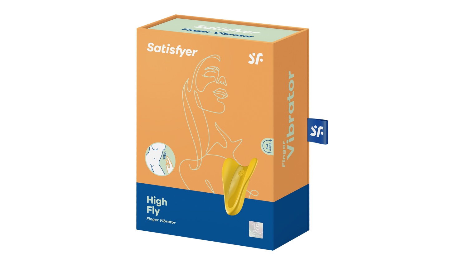 Вибратор на палец SATISFYER P HIGH FLY, силикон, 12 режимов, желтый,  7х5 см