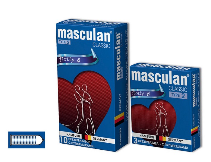 	Презервативы MASCULAN 2 CLASSIC (С ПУПЫРЫШКАМИ), 10 штуки