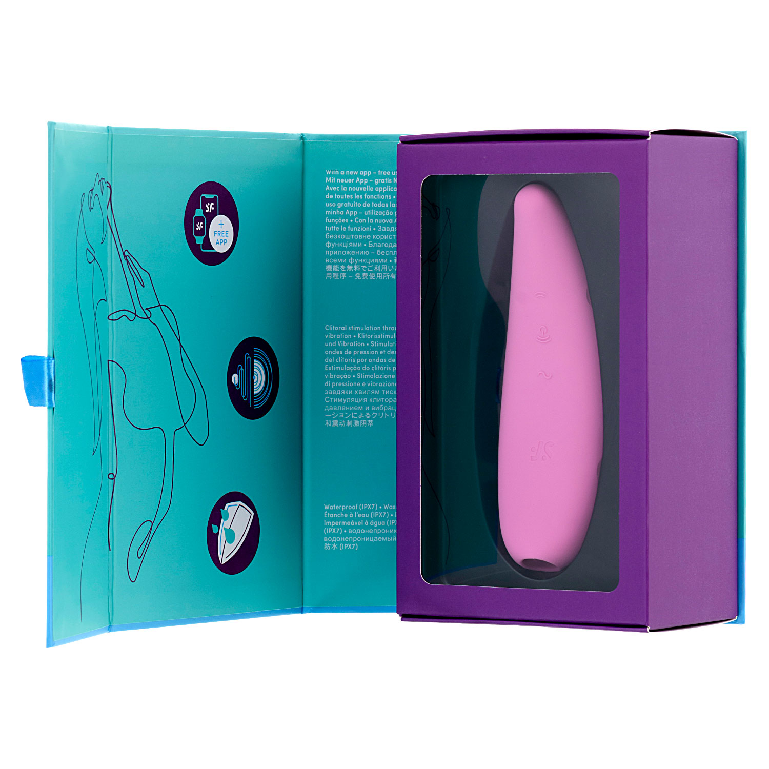 Вибро-вакуумно-волновой стимулятор SATISFYER CURVY 3+ с возможностью управления через приложение, силикон, АБС-пластик, розовый, 15 см