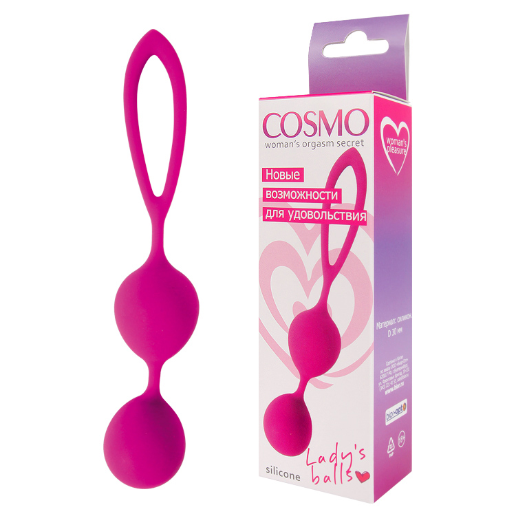 	Шарики вагинальные COSMO, силикон, ярко-розовые, 3 см