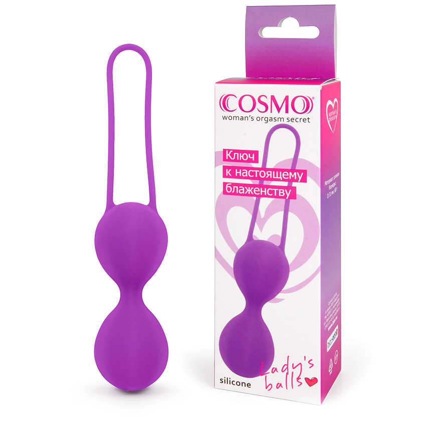 Шарики вагинальные COSMO, силикон, фиолетовые, 3,1 см