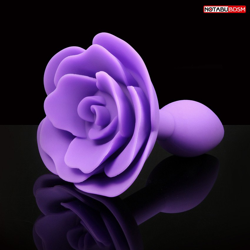 АКЦИЯ 25%! Фиолетовая анальная втулка с бутоном розы в основании, силикон, 8х3 см