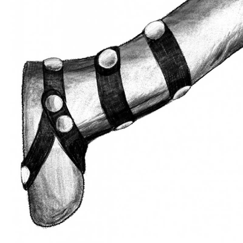 Комбинированная утяжка Джага-Джага пениса и мошонки с креплением для поводка, экокожа, черное