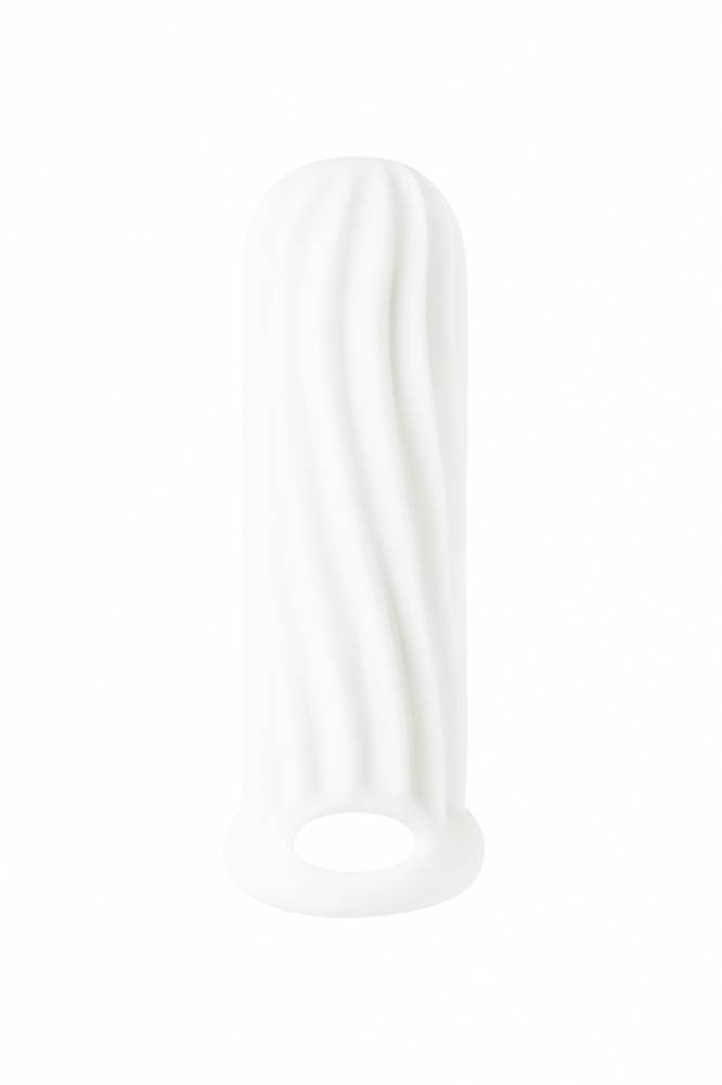  Фаллоудлинитель (1,5 см) HOMME WIDE WHITE с внутренними и внешним рельефом, термопластичный эластомер, белая,11-15 см