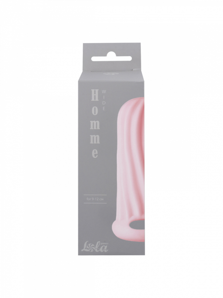 	АКЦИЯ 25%!  Утолщающая насадка HOMME WIDE PINK с внутренними и внешним рельефом, термопластичный эластомер, розовая, 9-12 см