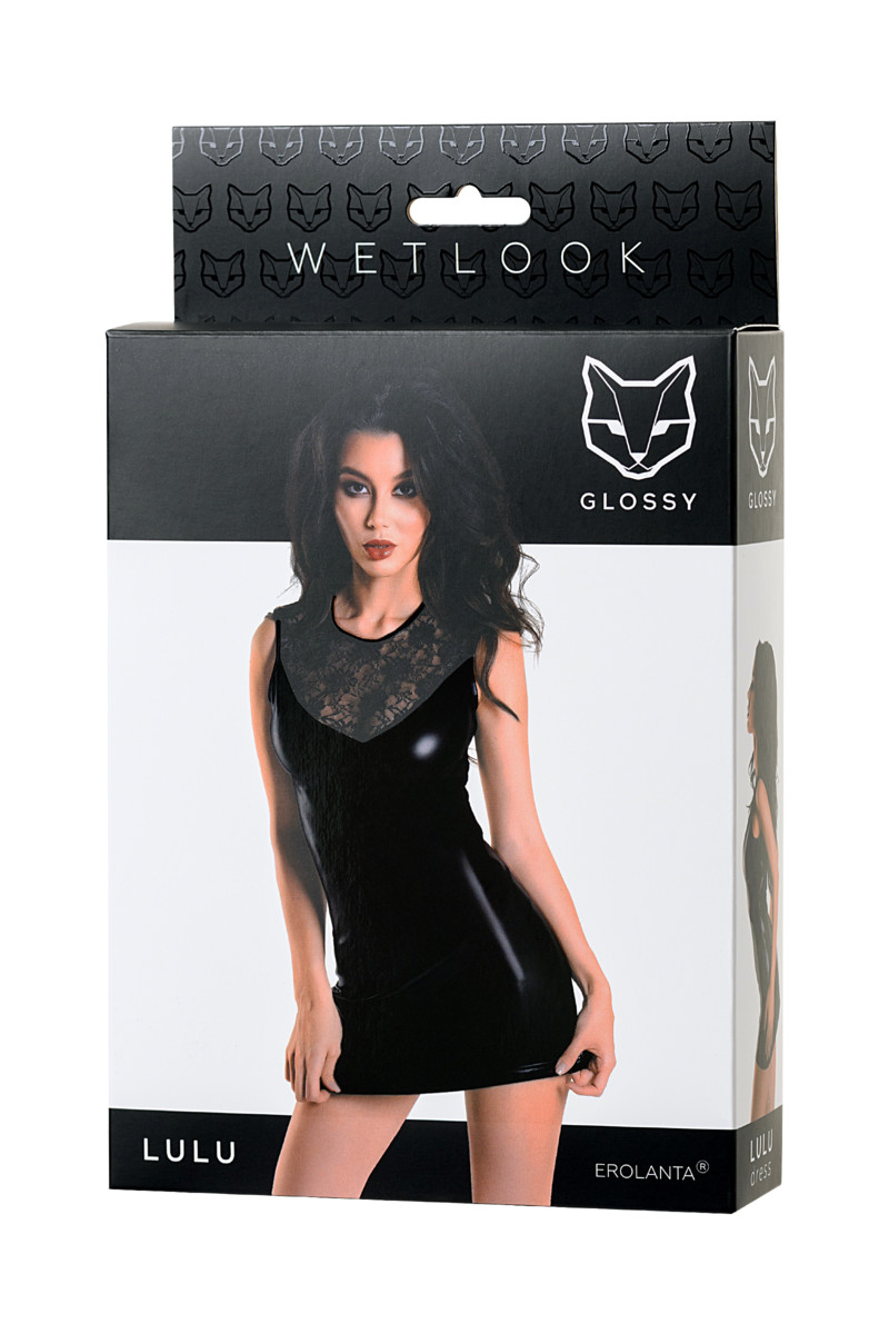 Платье GLOSSY LULU из материала Wetlook, черное, разм. L 