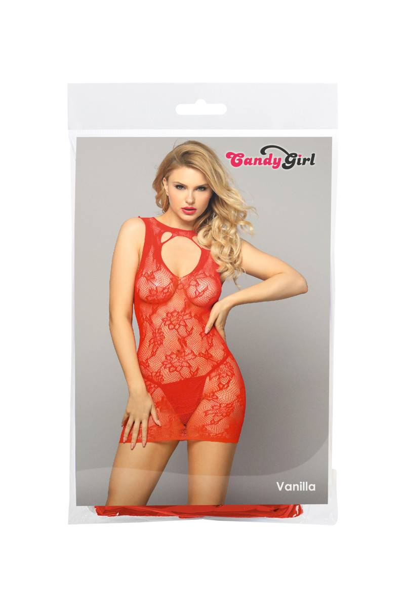 Платье и стринги CANDY GIRL VANILLA  бесшовное, красное, OS 